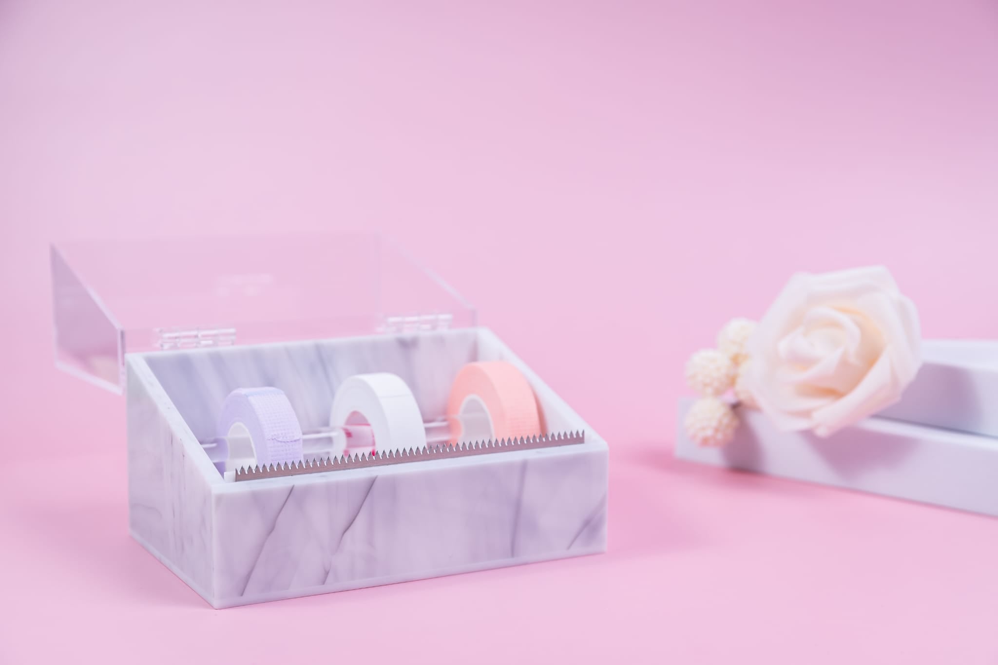 Wimpernbandabroller, Marmor-Wimpernbandschneider, Klebebandhalter für falsche Wimpern, Klebeband-Aufbewahrungsbox für Wimpernverlängerung, Klebeband-Schneidemaschine für Wimpernverlängerung